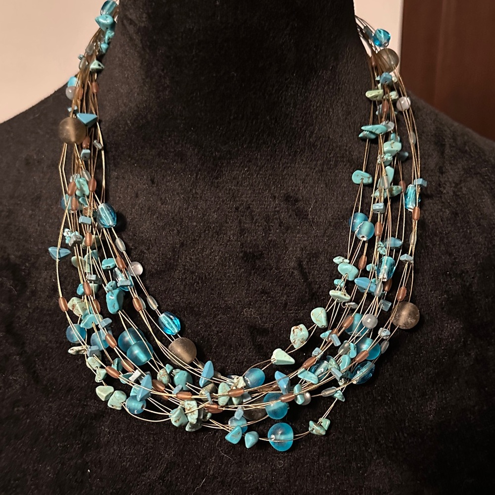 Elegant Multi-Strand Turquoise Colored Necklace